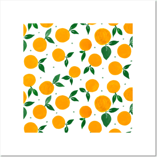 Tangerine pattern - yellow and green Posters and Art